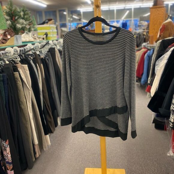 Tops - Staccato Small Stri;pe Charcoal Top NEW